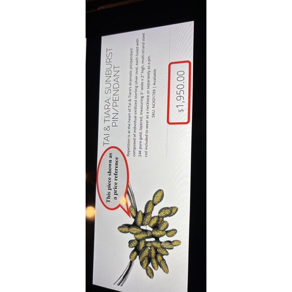 Tai & Tiara Kim Platinum/24k Gold/Oxidized Sterling 1-Of-A-Kind Pendant/Brooch - Picture 5 of 5